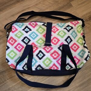 Thirty-One Fold-Over Weekender Bag – Candy Corners Pattern – Travel Tote